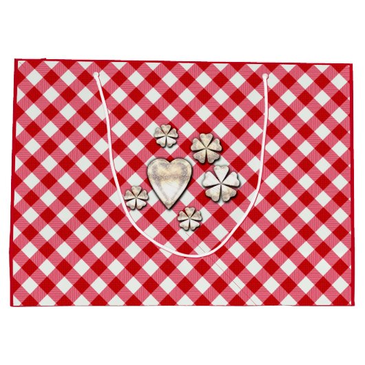 karierte karierte karierte, rote Farbe Große Geschenktüte (Rückseite)