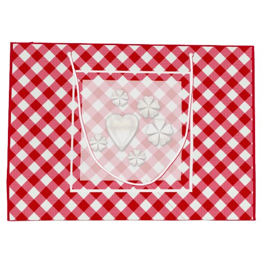 karierte karierte karierte, rote Farbe Große Geschenktüte (Rückseite)