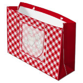 karierte karierte karierte, rote Farbe Große Geschenktüte (Rückseite Schrägansicht)