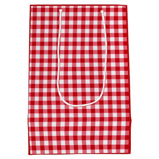 karierte karierte karierte, rote Farbe Mittlere Geschenktüte (Rückseite)