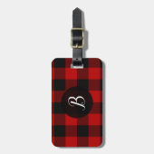 Karierte karierte rote und schwarze Buffalo-Plätze Gepäckanhänger (Vorderseite vertikal)