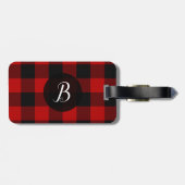 Karierte karierte rote und schwarze Buffalo-Plätze Gepäckanhänger (Rückseite horizontal)