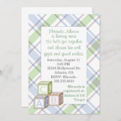 Karierte Kinderdusche Einladung (Vorne/Hinten)