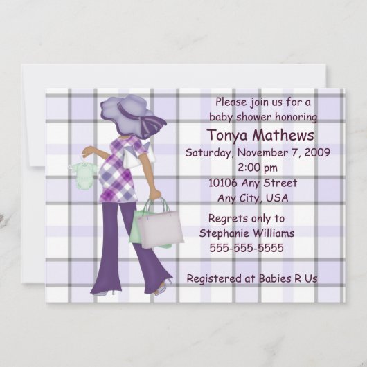 Karierte Kinderdusche (OM) Einladung (Vorderseite)