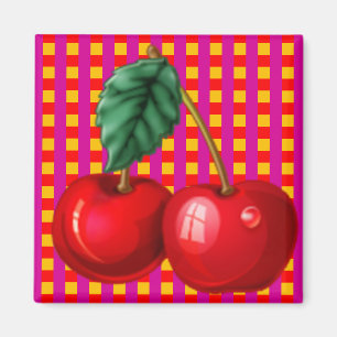 Karierte Kirschen Magnet