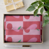 Karierte Kirschen mit rosa Herzmuster Seidenpapier (Geschenk)