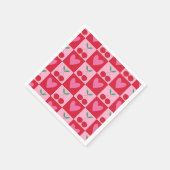 Karierte Kirschen mit rosa Herzmuster Serviette (Ecke)