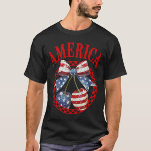 Karierte Kokette Amerika Kirschen Kirschschleife 4 T-Shirt