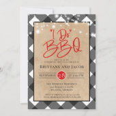 Karierte Kraft String Lights I Do GRILLEN Verlobun Einladung (Vorderseite)