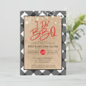 Karierte Kraft String Lights I Do GRILLEN Verlobun Einladung (Stehend Vorderseite)