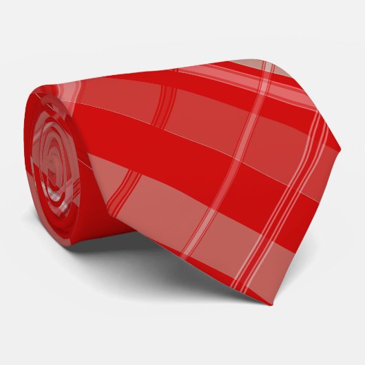 Karierte Krawatte Rot und Platinum (Gerollt)