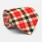 Karierte Krawatte Rot und Schwarzer Tartan (Gerollt)