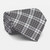 Karierte Krawatte Schwarz, Grau und Weiß (Gerollt)
