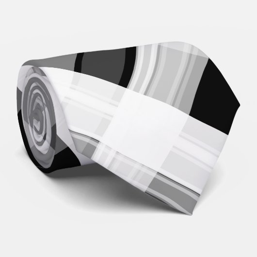 Karierte Krawatte Schwarz/Weiß (Gerollt)