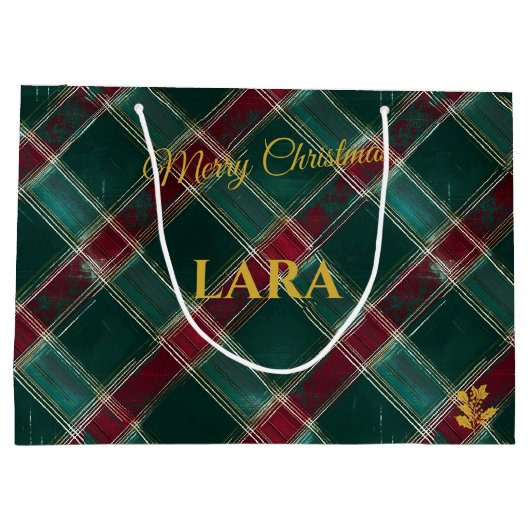 Karierte kreative, graue und weiße Kreuze Große Geschenktüte (Rückseite)