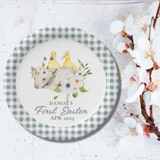 Karierte Küken Kleines Lamm mein erstes Ostern Pappteller