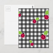 Karierte Ladybugs Postkarte (Vorne/Hinten)