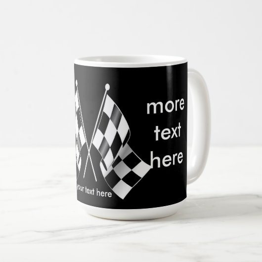 Karierte laufende Schwarzweiss-Flaggen Kaffeetasse (VorderseiteRechts)