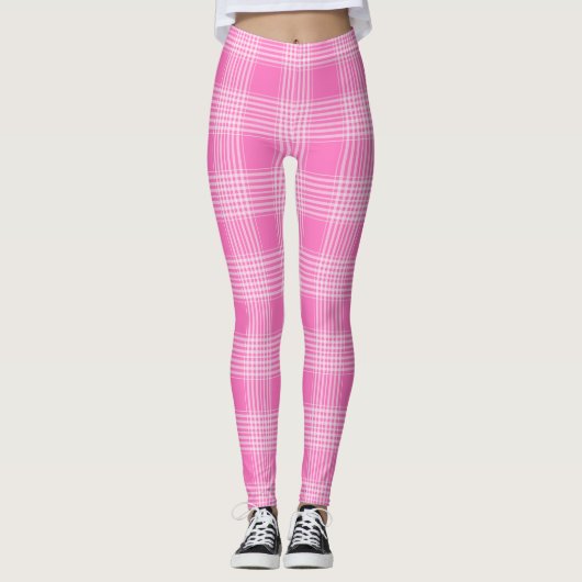 Karierte Leggings - Blasen-Gummi-Rosa (Vorderseite)