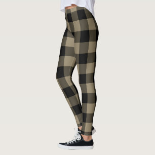 Karierte Leggings in Black Beige