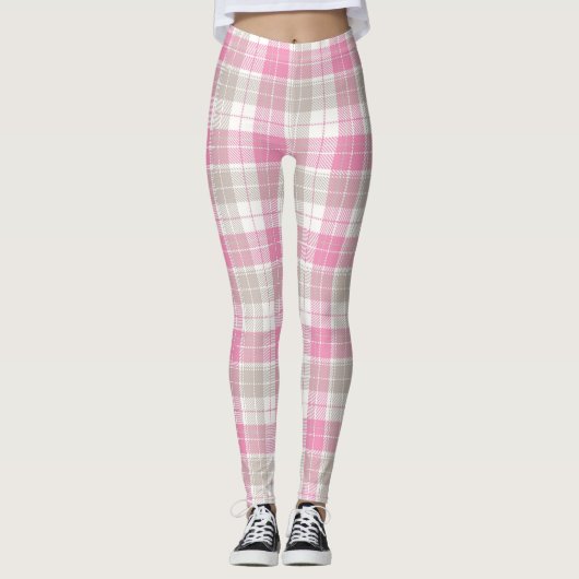 Karierte Leggings in Rosa und Grau Retro (Vorderseite)