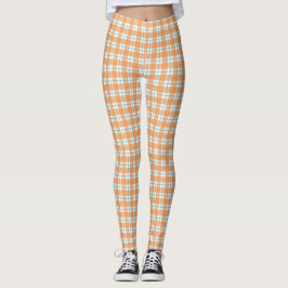 Karierte Leggings mit einem lebendigen Orange, Bla