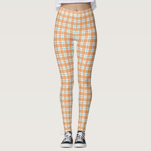 Karierte Leggings mit einem lebendigen Orange, Bla (Vorderseite)