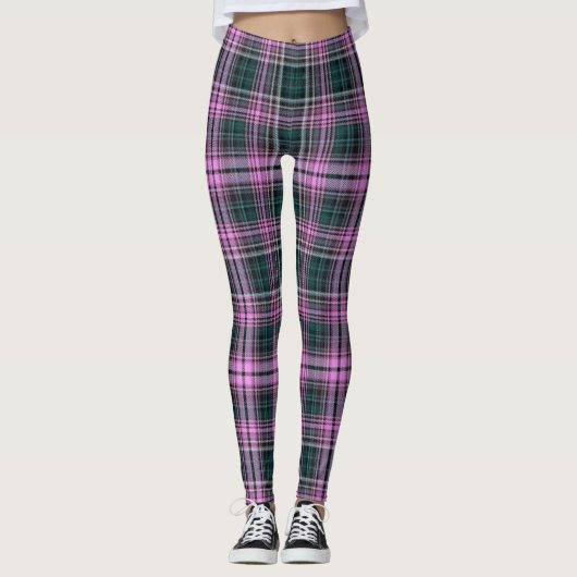 Karierte Leggings Rosa/Grün (Vorderseite)