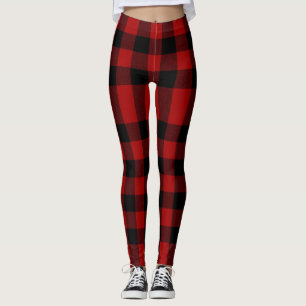 Karierte Leggings rot/schwarz