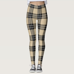 Karierte Leggings von Frauen in Beige/Schwarz