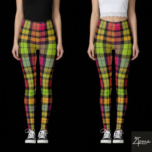 Karierte Leggings zum Bursten der Farbe