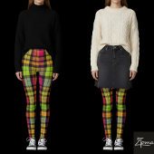 Karierte Leggings zum Bursten der Farbe