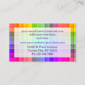 Karierte, leuchtfarbige Regenbogenfarbe Visitenkarte (Rückseite)