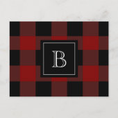 Karierte Lumberjack-Monogram, initial Red Black Postkarte (Vorderseite)