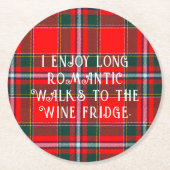 Karierte Lustige Sprüche zu Weihnachten Runder Pappuntersetzer (Vorderseite)