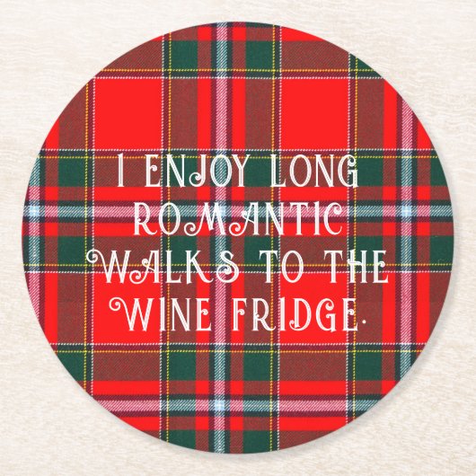 Karierte Lustige Sprüche zu Weihnachten Runder Pappuntersetzer (Vorderseite)