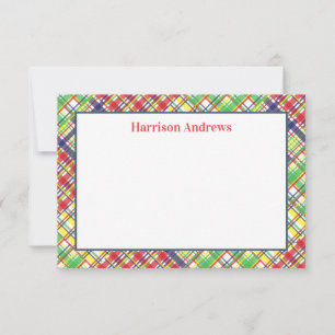Karierte Madras Personalisierte Mitteilungskarten