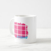 Karierte Magenta 4 Kaffeetasse (Vorderseite Links)