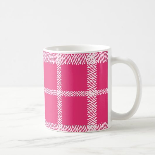 Karierte Magenta Kaffeetasse (Rechts)