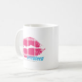 Karierte Magenta Kaffeetasse (Vorderseite Links)