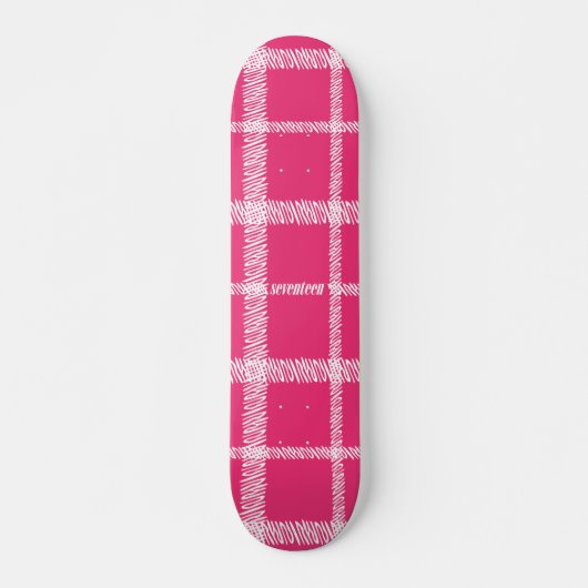 Karierte Magenta Skateboard (Vorne)