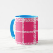 Karierte Magenta Tasse (Vorderseite Links)