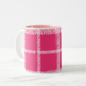 Karierte Magenta Zweifarbige Tasse (Vorderseite Links)