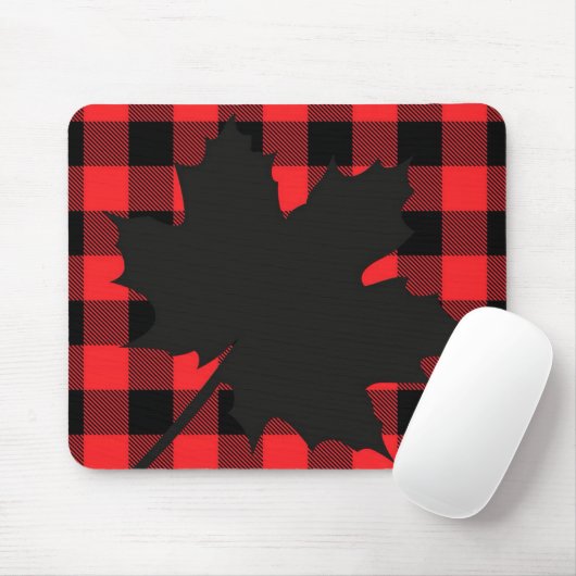 Karierte Mapelleaf-Silhouette Mousepad (Mit Mouse)