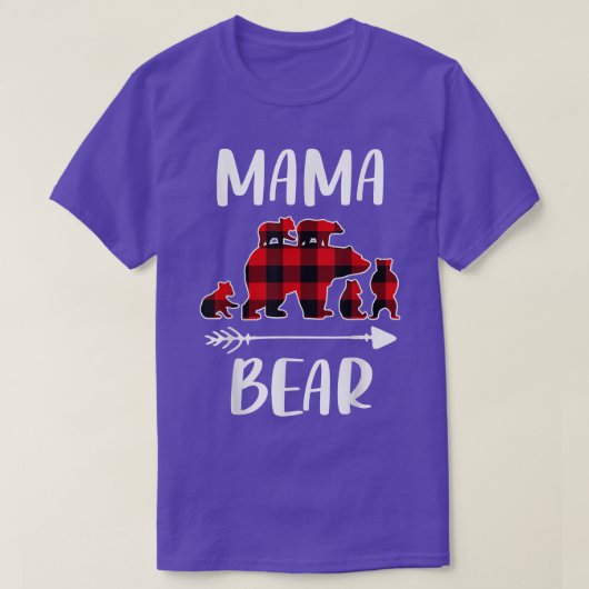 Karierte Matching Family Outfits, Funny Mama Bear  T-Shirt (Design vorne)