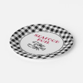 Karierte Meeresfrüchte Party Schwarz/Weiß Pappteller (Schrägansicht)