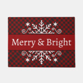 Karierte Merry & Bright Schneeflocke Fußmatte (Vorderseite)