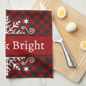 Karierte Merry & Bright Schneeflocke Geschirrtuch (Viertel Falte)