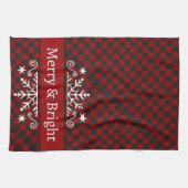 Karierte Merry & Bright Schneeflocke Geschirrtuch (Horizontal)