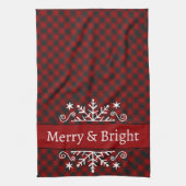 Karierte Merry & Bright Schneeflocke Geschirrtuch (Vertikal)